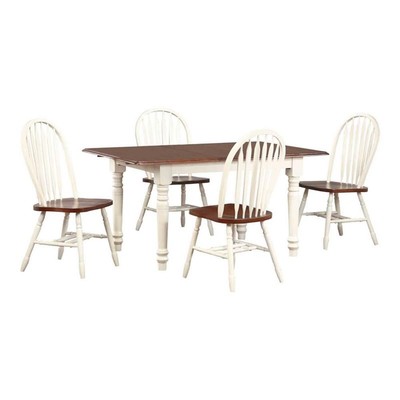 Sunset Trading Andrews 5-Piece 60'' Extendable Wood Dining Set in White