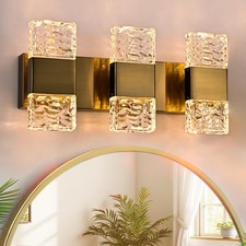 LED Bathroom Vanity Light 24W, 3-Light Modern LED Vanity Light Bar with Cryst...