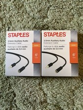 2x New 3.5mm Audio Extension Cable Male to Female Stereo Aux Auxiliary Black 6'