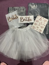 reduc NEW Hen Night Party Bride To Be White Sash, veil, netted skirt & stickers 