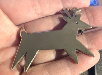 REINDEER Christmas pin brooch Made in Mexico 2x2''