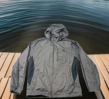 Men's Adias Grey Zip Up Windbreaker Mesh Insulation Small Hooded E3