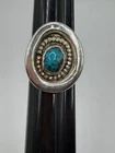 VINTAGE NAVAJO STERLING SILVER TURQUOISE RING SIZE 7 10 GRAMS