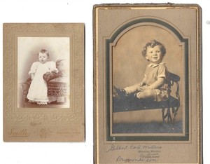 Two Old Photos Gilbert Earl Miller & Uncle Clarence Leo Miller Iowa & Oklahoma