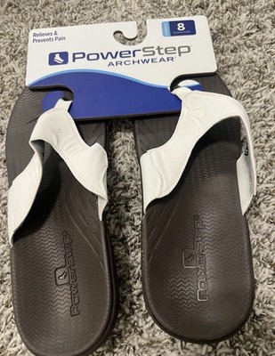 PowerStep ArchWear White Sandals Flip Flops w/Orthopedic Support Womens Sz 8 NEW