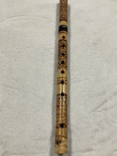 Vintage 6 Hole Bamboo Flute 16 Inch Long Closed End Primitive Traditional