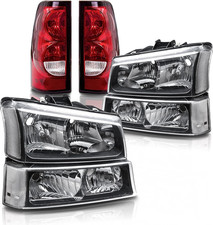 Headlight Assembly W/ Tail Lights Set Compatible with 2003 2004 2005 2006 Chevy