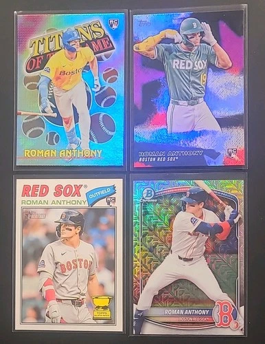 Roman Anthony (4 Card Lot), Chrome Mojo Refractor + Topps RC lot