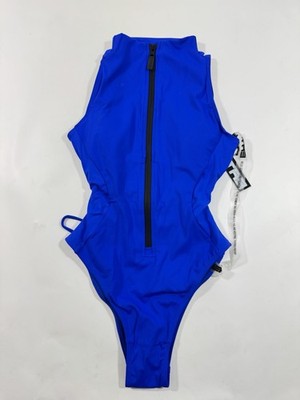 New Ta3 Hi Cut Sleeveless Surfy One Piece Swimsuit Sapphire Size XS Short