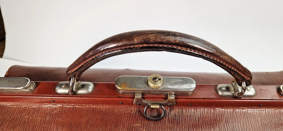 Hebammentasche Hebammenkoffer Arzttasche Arztkoffer Leder Antik Jugendstil - Bild 4 von 4