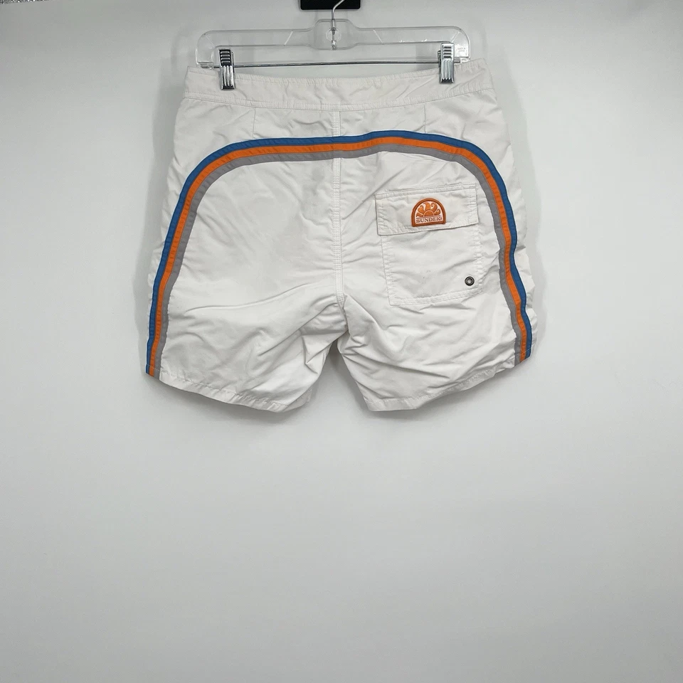 Sundek Hombres Bañador Pantalones Cortos Malla Forrado Traje de Baño Blanco Nylon 30 Playa Crucero Foto 3 de 4