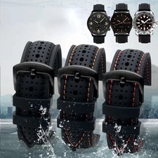 1 Universal Silicone Watch Band Strap Rubber Waterproof Men's Black 19-24MM Hoop