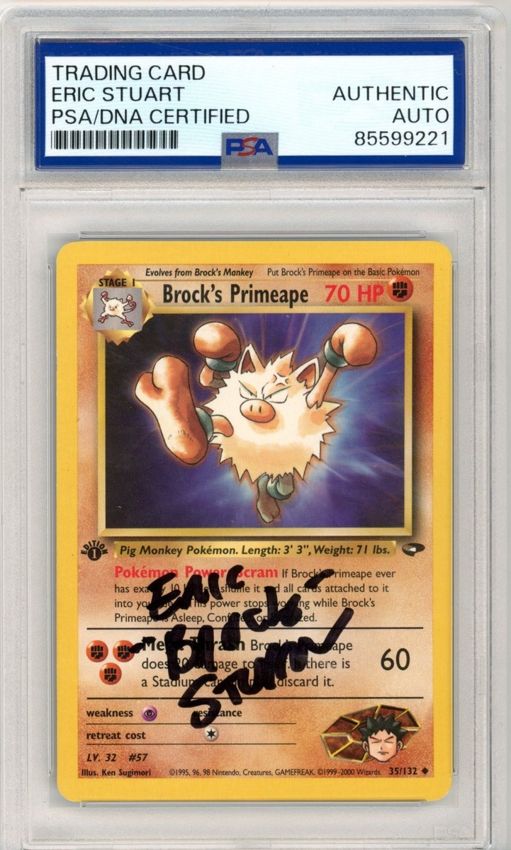 PSA Eric Stuart Signed Brock's Primeape 35/132 Gym Challenge
