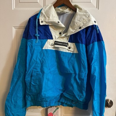 Vintage Blue And White Windbreaker Jacket; Excellent Condition No Flaws