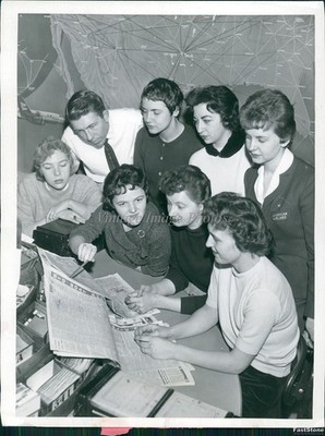 1959 Photo American Airlines Staff Review Newspaper At Route Map Business 7x9