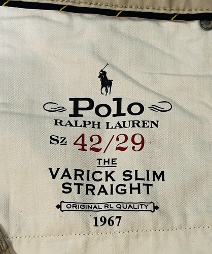 POLO RALPH LAUREN Varick Pantalone Uomo Slim Dritto Cinque Tasche Taglia 42x29 Beige - Foto 7 di 9