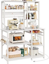 SUPERJARE Large Bakers Rack with Power Outlets, 6-Tier Microwave Stand