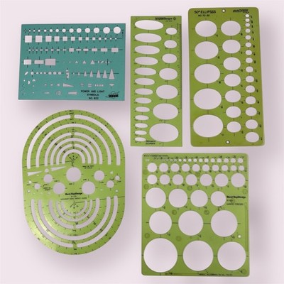 Vtg Drawing Circle Ellipse Arrow Symbols Drafting Inking Plastic Templates (5)