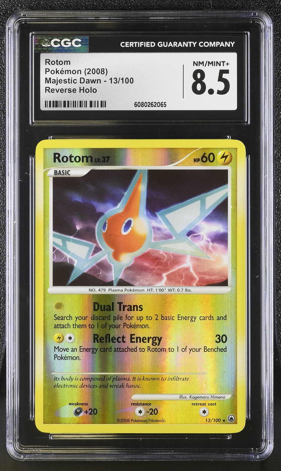 CGC 8.5 Rotom 2008 Majestic Dawn 13/100 Reverse Holo Pokemon Card