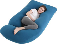 Pregnancy Pillow J-Shaped Full Body Pillow,59 Inch with Jersey Cover Easy to Rem