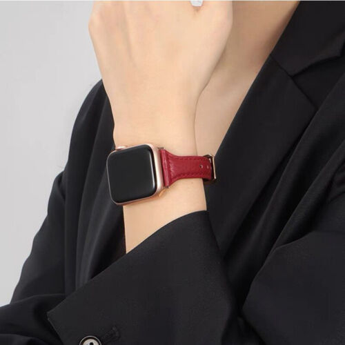 Correa delgada de cuero para mujer para Apple Watch 10 9 8 7 6 5 4 SE 41/42/44/45/46 mm - Imagen 21 de 27