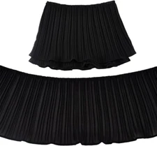 4 Yards Black Pleated Chiffon Ribbon 6.7Inch Wide Polyester Pleated Elastic Lace