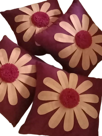 Cojín decorativo para sofá sofá decoración del hogar artículo hecho a mano flor 16x16 Foto 3 de 4