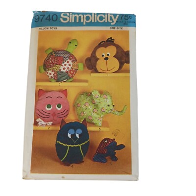 Vtg Simplicity Craft Sewing Pattern Stuffed toys turtle cat owl ...