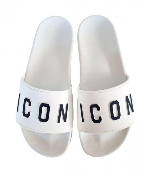 DSQUARED Band Slipper Slides Sandale in Rubber Man ICON FFM0023 weiss 39690₽