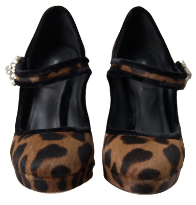 DOLCE & GABBANA Shoes Calf Leopard Heel Mary Jane Pump EU35.5
