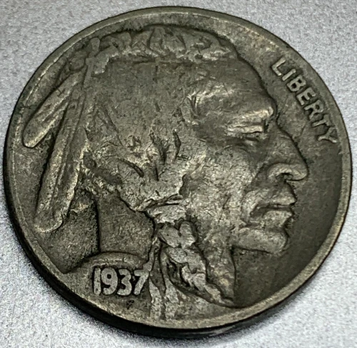 1937-P Buffalo 🦬 Indian Head Nickel 5c VF Very Fine SR665