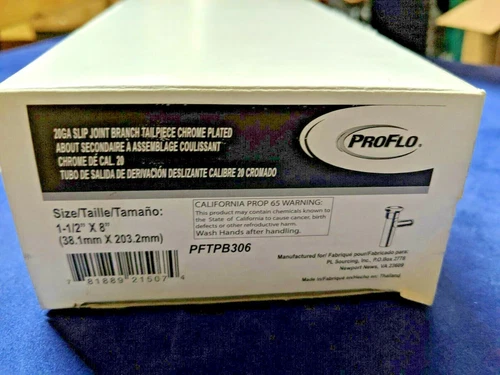 PROFLO 1-1/2" x 8" Slip-Joint Branch Tailpiece PFTPB306 - Picture 3 of 4