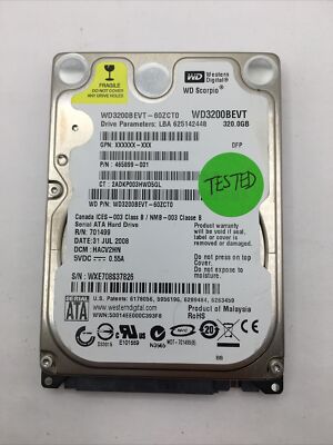 WD WD3200BEVT 320GB 5400RPM 2.5'' HDD Hard Disk Drive