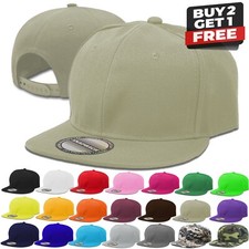 Men Snapback Adjustable Baseball Cap Hip-Hop Hat Flat Brim Bill Visor Trucker