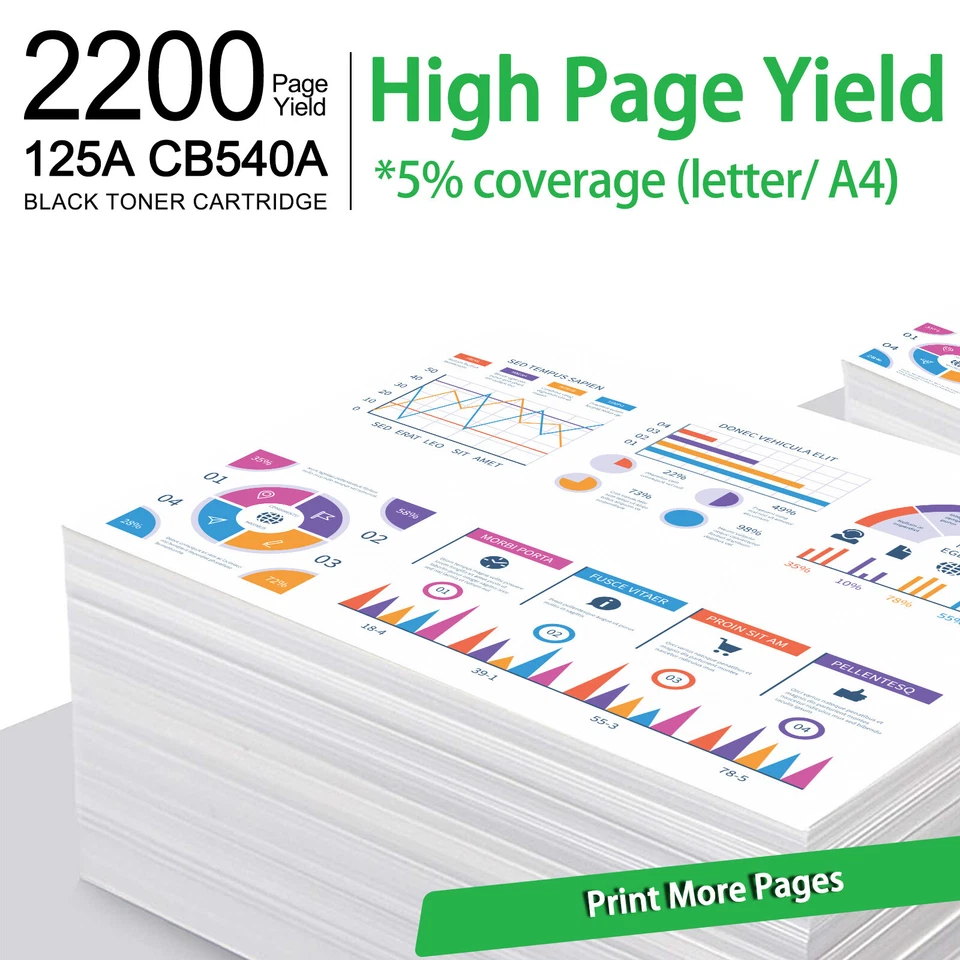 5 Pack CB540A-CB543A Toner Compatible for HP Color Laserjet CM1312nfi MFP CP1210 - Image 3 of 4