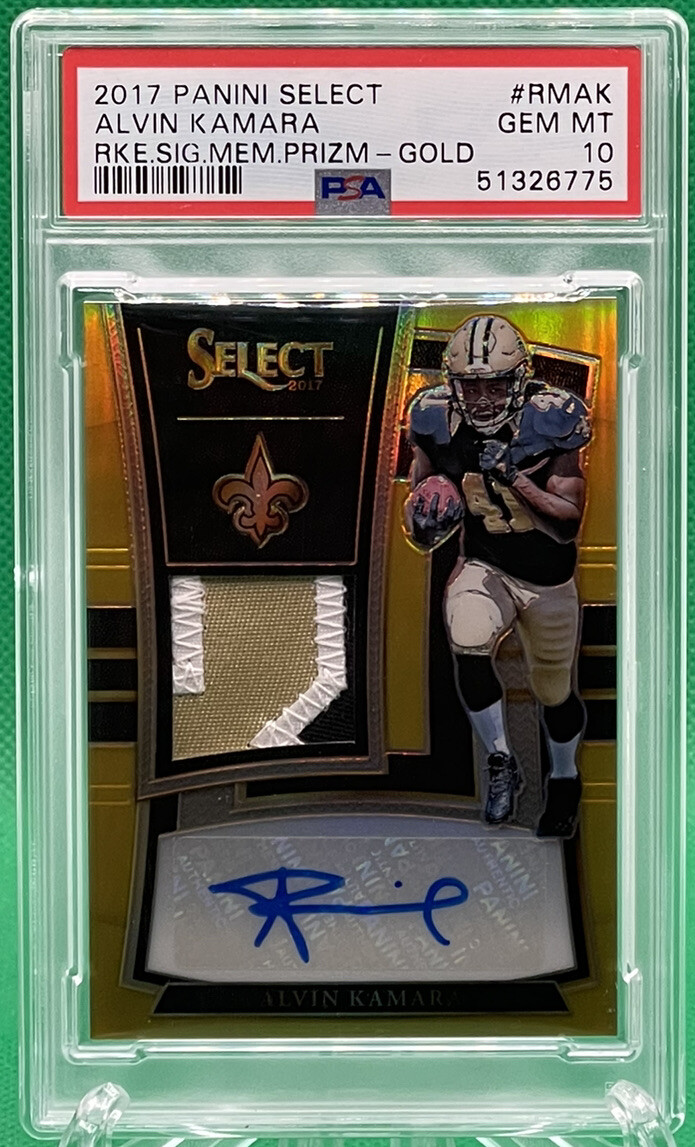 Alvin Kamara Panini Select Rookie Signature Memorabilia Prizm #RMAK Gold