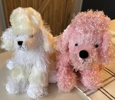 GANZ Webkinz White Poodle Dog HM014 And Pink Poodle HM107 No Code 8" Lot Of 2