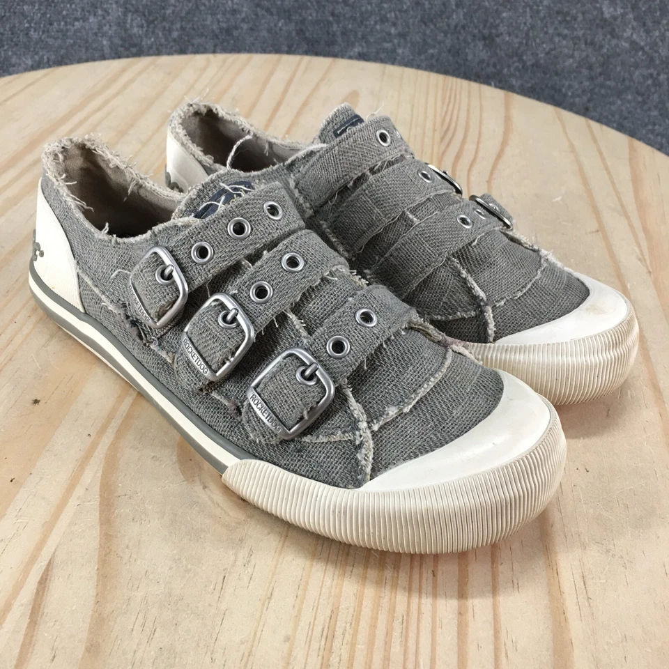 Zapatos informales Rocket Dog para mujer 6 Jolissa gris lona gancho y bucle hebilla Foto 3 de 4