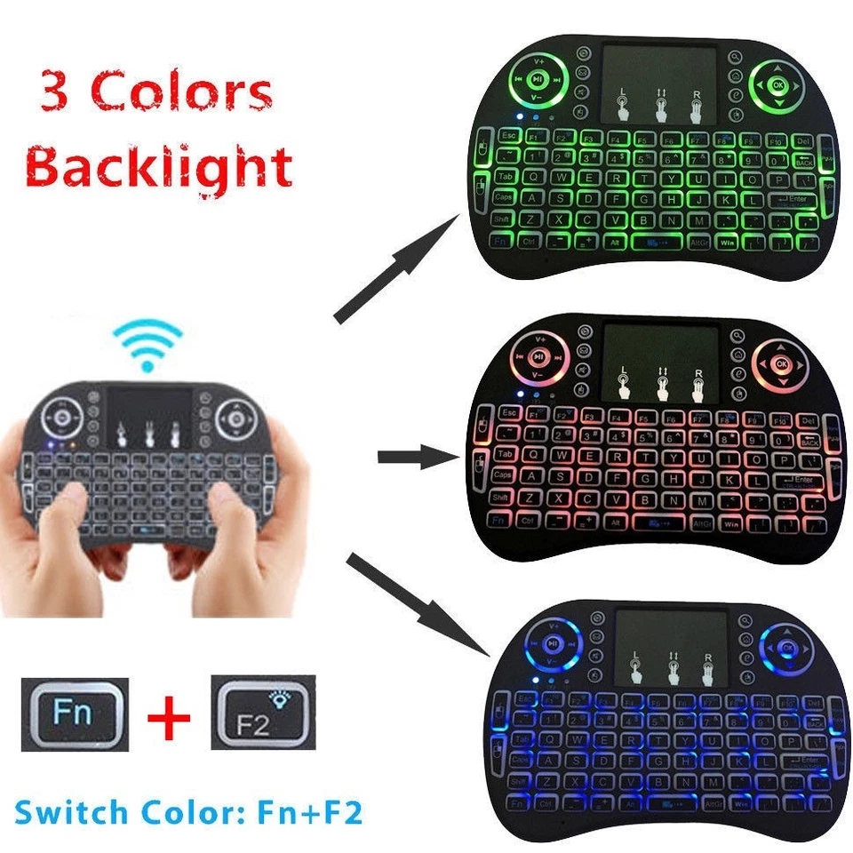 RGB Wireless Keyboard Remote + Mouse Touch Pad for Android TV Box Computer PS4 - Image 4 of 4