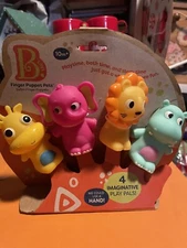 My B. Toys Finger Puppets Animal Pets 4 Elephant Hippo Lion Giraffe Imaginative 
