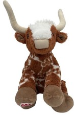Build-A-Bear Longhorn Cow Stuffed Animal Brown  White Plush Toy