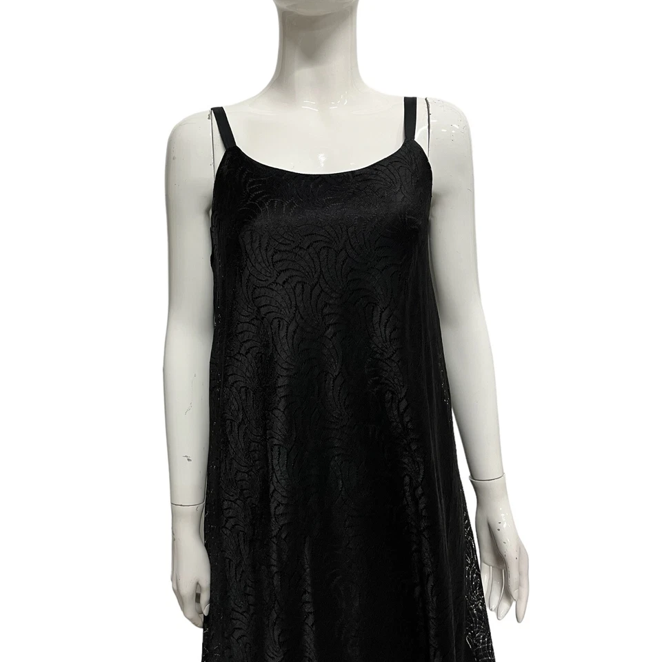 Vintage 70's Robe Noir Dentelle Maxi Soirée / Fête / Cocktail 10 Rétro Witchy - Photo 4/4