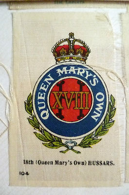 B.D.V. Zigaretten Seide - 18. Husaren Queen Mary's Own Silk Badge