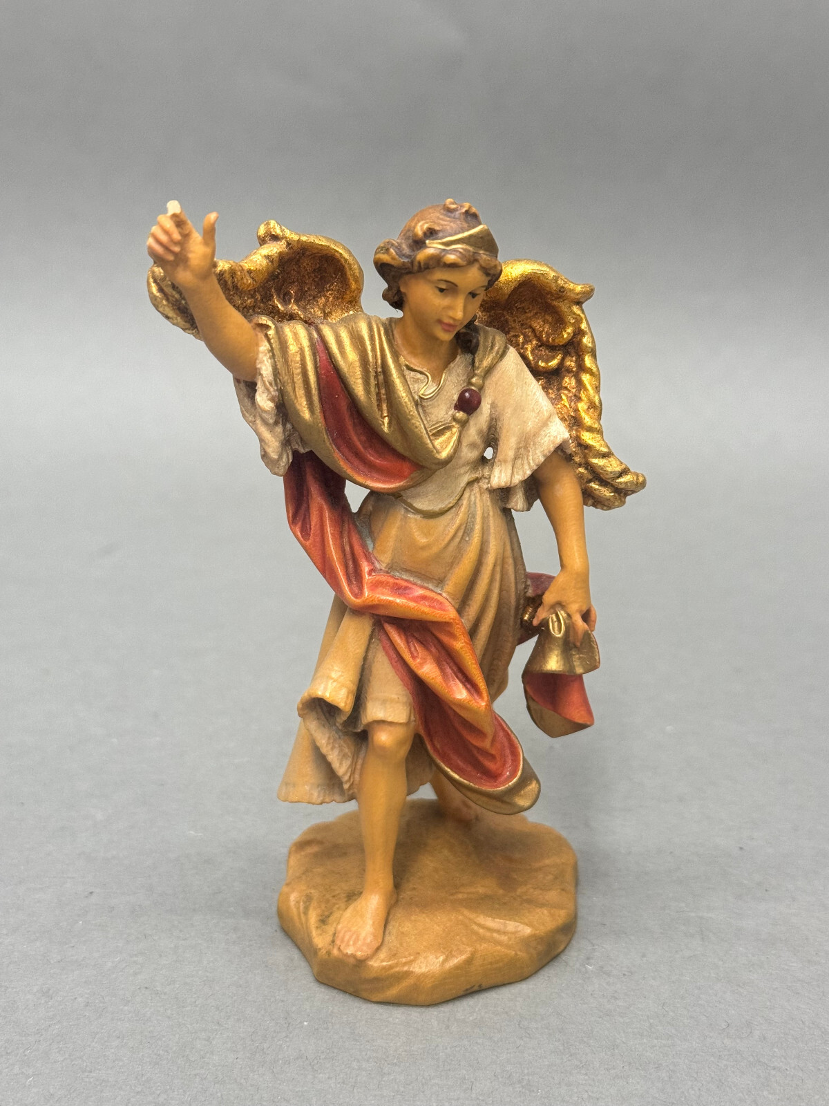 Krippenfigur Engel beschädigter Finger coloriert 11,5cm verm. Südtirol vintage