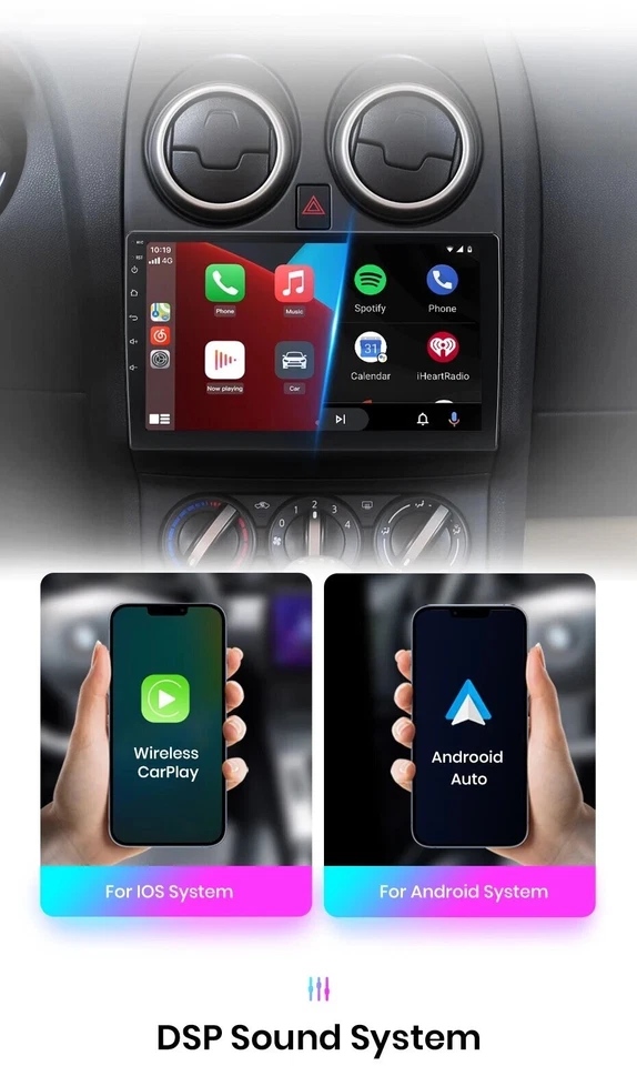 Autoradio Nissan Qashqai J10 2006-2013 2G+32GB CarPlay-AndroidAuto Wireless BT. - Immagine 3 di 4