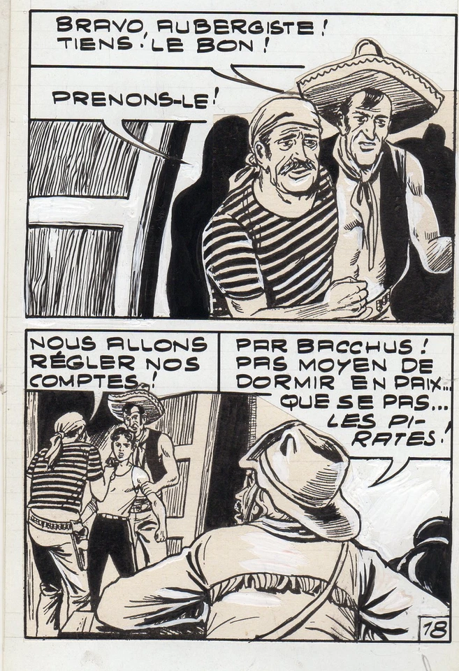 MIKI LE RANGER LES PIRATES PLANCHE MONTAGE NEVADA  LUG 1961 PIECE UNIQUE PAGE 18 - Photo 1/1