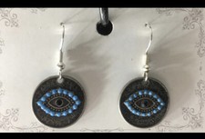 Round Protection Evil Eye Dangling Earrings