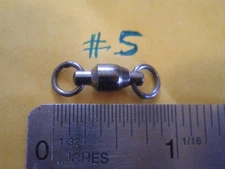 15 PCS. BLACK NICKEL BALL BEARING SWIVEL #5, W/2 SOLID RINGS 150 LBS. TEST