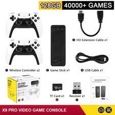 X9 PRO 4K Retro Game Stick TV Console 128G - 40k+ Built-in Games, Dual 2.4G