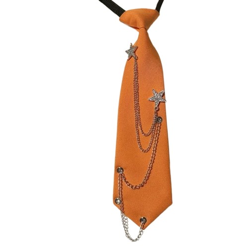 Pre Tied Necktie Vintage Star Chain Punk Uniform Tie Student Neckwear for Women - Picture 9 of 12